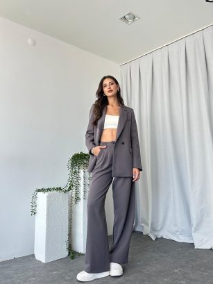 Kadın Füme Oversize Ceket Pantolon Takım