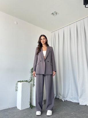 Kadın Füme Oversize Ceket Pantolon Takım