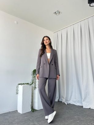 Kadın Füme Oversize Ceket Pantolon Takım
