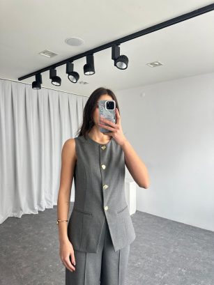 Kadın Gri Agnes Yelekli Takım