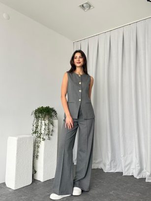 Kadın Gri Agnes Yelekli Takım