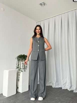 Kadın Gri Agnes Yelekli Takım