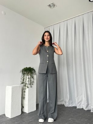 Kadın Gri Agnes Yelekli Takım