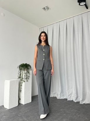 Kadın Gri Agnes Yelekli Takım