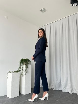 Kadın Laciveert Lessi Ceket Pantolon Takım