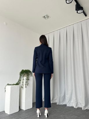 Kadın Laciveert Lessi Ceket Pantolon Takım