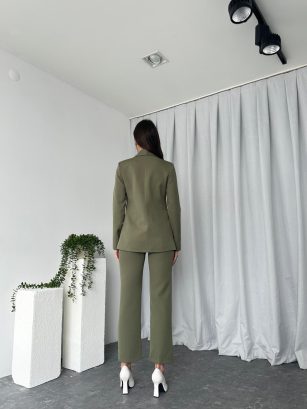 Kadın Haki Lessi Ceket Pantolon Takım