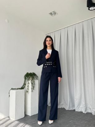 Kadın Lacivert Astrid Ceket Pantolon Takım