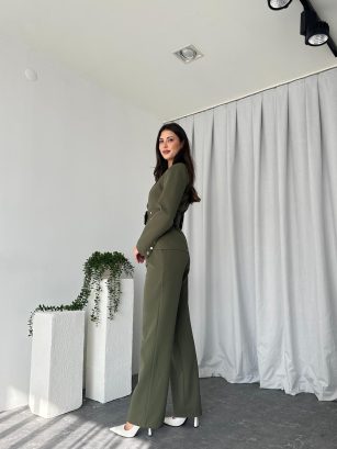 Kadın Haki Astrid Ceket Pantolon Takım