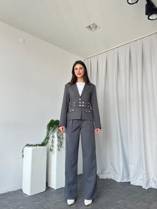 Kadın Füme Astrid Ceket Pantolon Takım