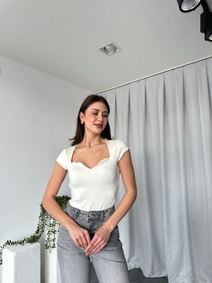 Kadın Kalp Yaka Bodysuit