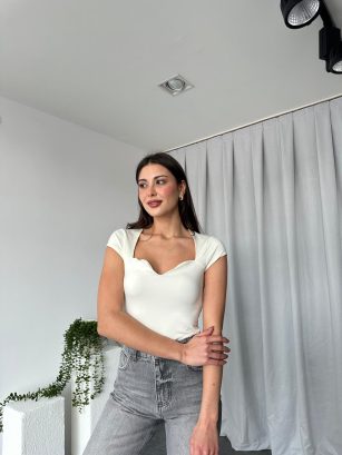 Kadın Kalp Yaka Bodysuit