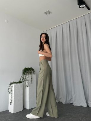 Kadın Haki Tensel Kumaş Pantolon