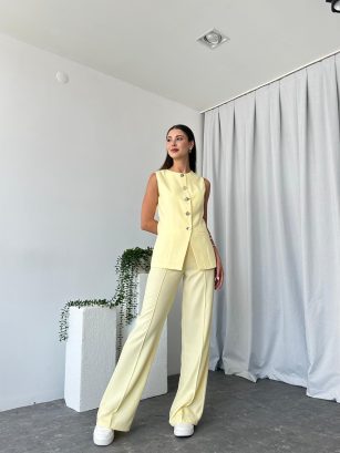 Kadın Sarı Agnes Yelekli Takım