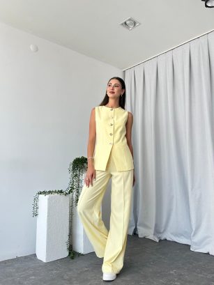 Kadın Sarı Agnes Yelekli Takım