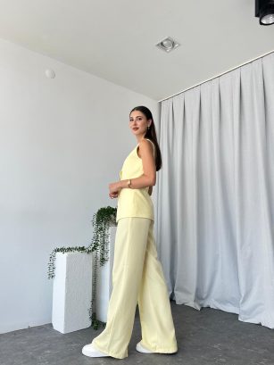 Kadın Sarı Agnes Yelekli Takım