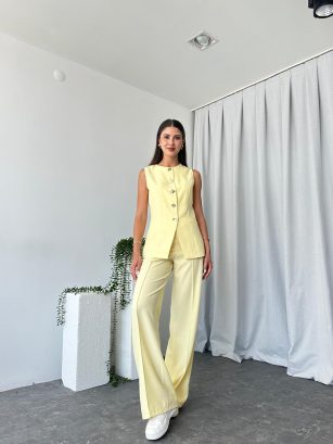 Kadın Sarı Agnes Yelekli Takım