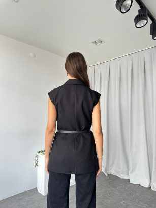 Kadın Siyah Yün Efekt Yelek