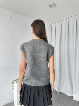 Gri Baklava Desen Süveter