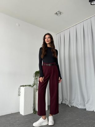 Lisa Bordo Yün Efekt Pantolon