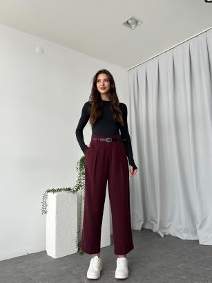 Lisa Bordo Yün Efekt Pantolon