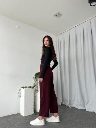 Lisa Bordo Yün Efekt Pantolon