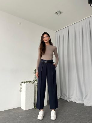 Lisa Lacivert Yün Efekt Pantolon Lisa Lacivert Yün Efekt Pantolon