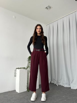 Lisa Bordo Yün Efekt Pantolon