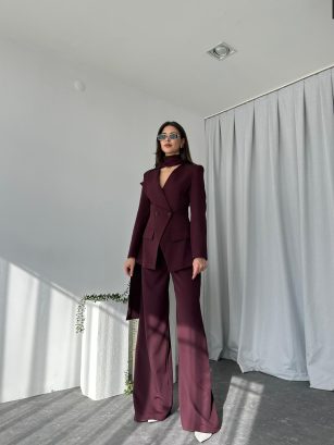 Kadın Amara Mürdüm Ceket-Pantolon Takım Kadın Amara Mürdüm Ceket-Pantolon Takım