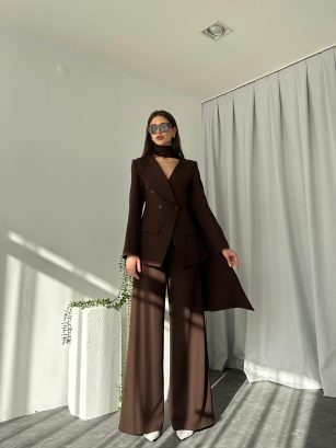 Kadın Amara Kahve Ceket-Pantolon Takım