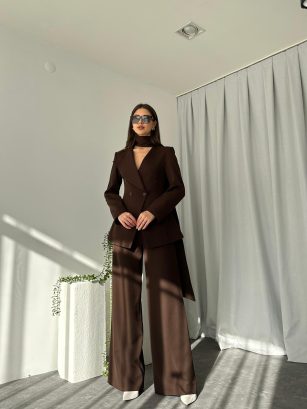 Kadın Amara Kahve Ceket-Pantolon Takım