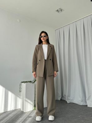 Kadın Haki Premium Ceket-Pantolon Takım Kadın Haki Premium Ceket-Pantolon Takım