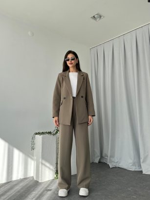 Kadın Mürdüm Premium Ceket-Pantolon Takım