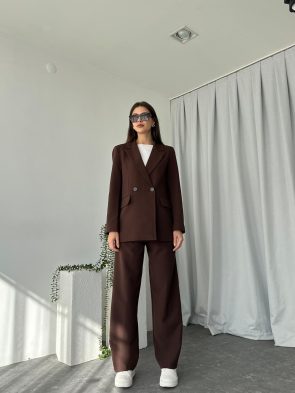 Kadın Kahve Premium Ceket-Pantolon Takım Kadın Kahve Premium Ceket-Pantolon Takım