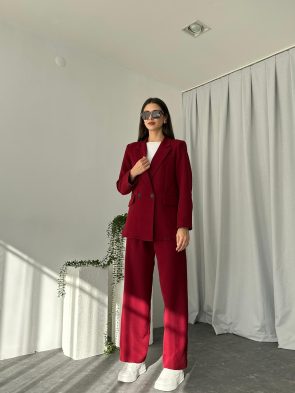 Kadın Bordo Premium Ceket-Pantolon Takım Kadın Bordo Premium Ceket-Pantolon Takım
