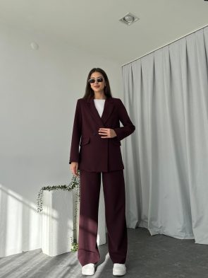 Kadın Mürdüm Premium Ceket-Pantolon Takım Kadın Mürdüm Premium Ceket-Pantolon Takım