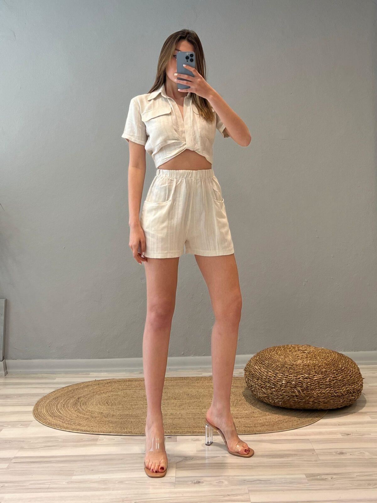 Orj Marka Keten Şort - Görsel 3