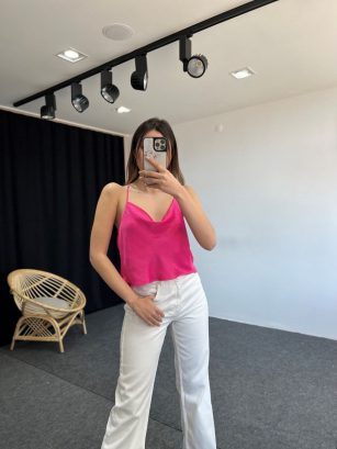 Orj Marka Sırt Dekolteli Saten Bluz