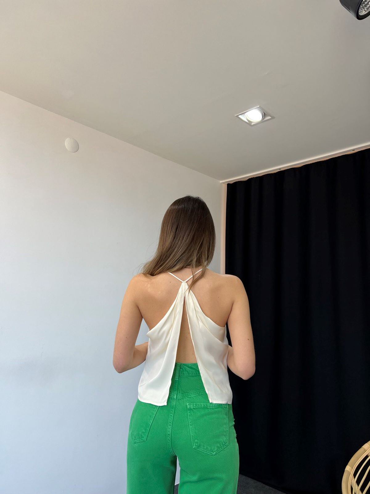 Orj marka Saten Bluz (Beyaz) - Görsel 2