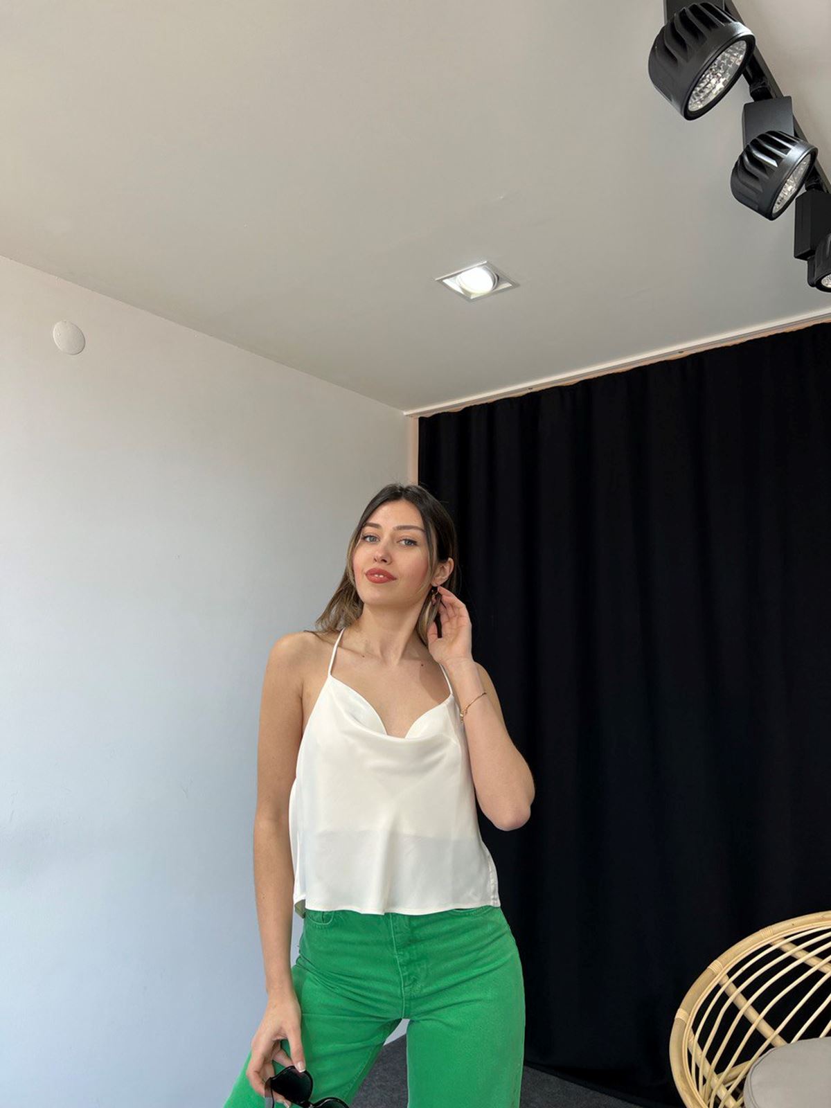 Orj marka Saten Bluz (Beyaz) - Görsel 3