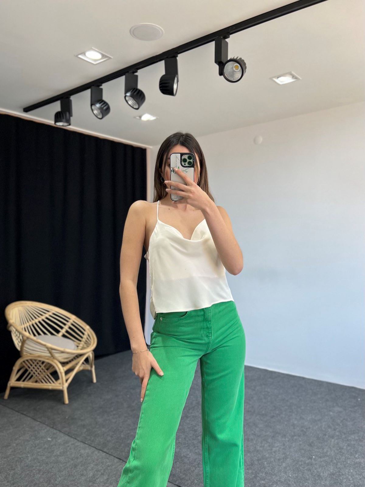 Orj marka Saten Bluz (Beyaz)