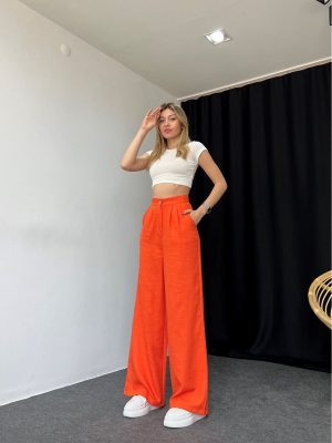 Orange Plazzo Pantolon