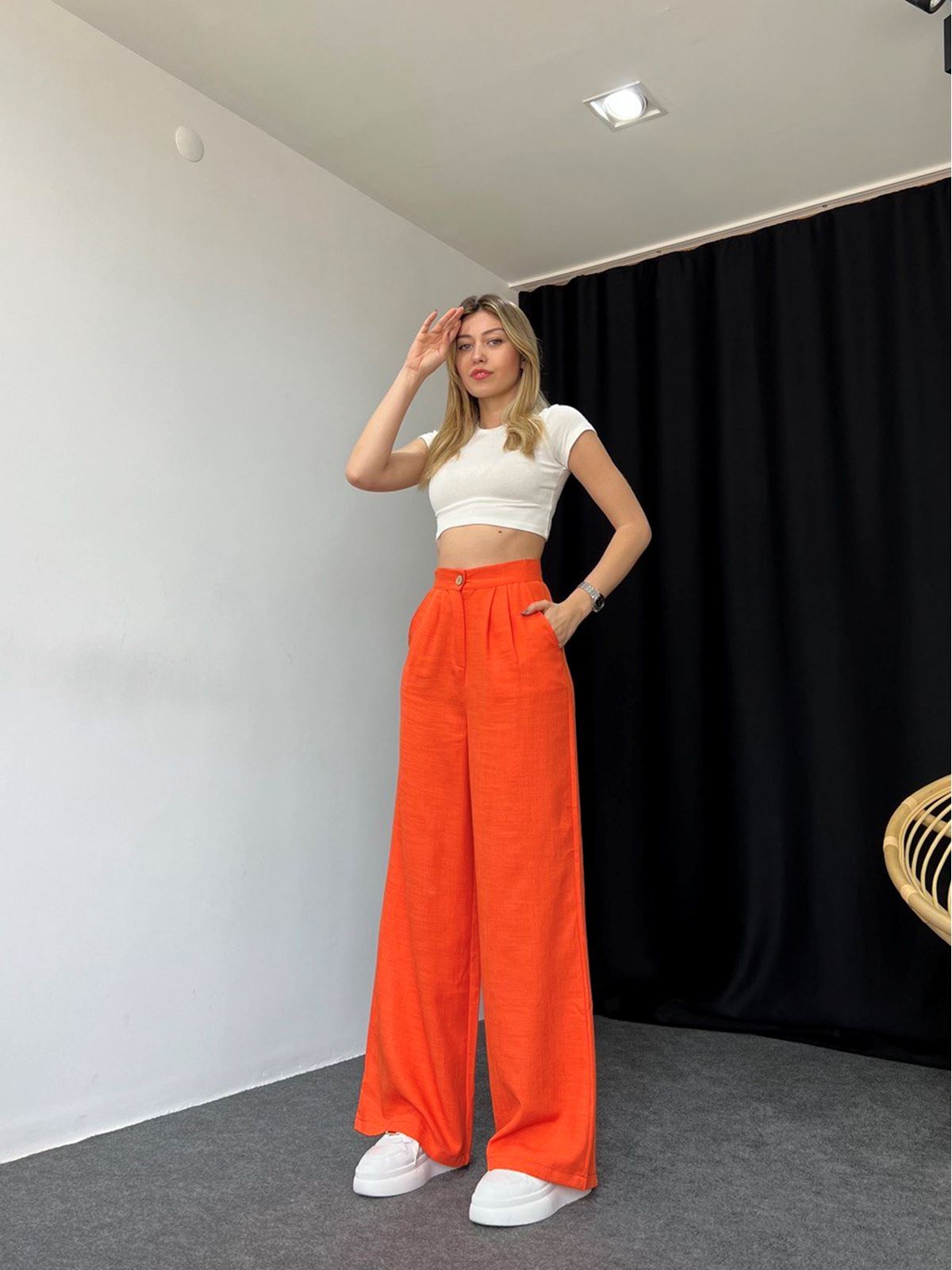 Orange Plazzo Pantolon