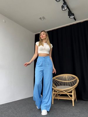 Bebek Mavisi Plazzo Pantalon