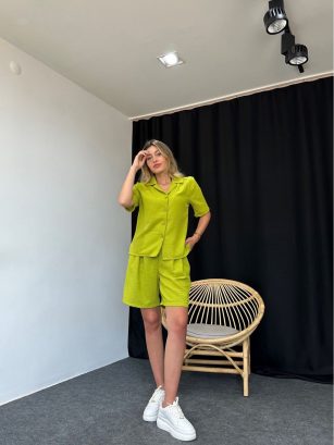 Şortlu Yağ Yeşili İkili Takım