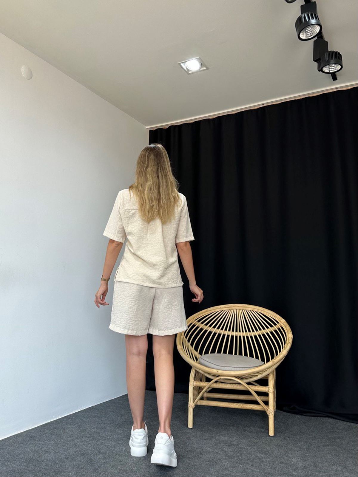 Şortlu Taş Rengi İkili Takım - Görsel 5