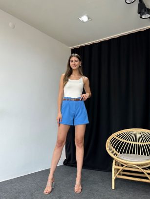 Mavi Pileli Şort