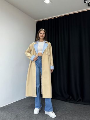 Premium Çizgili Trençkot