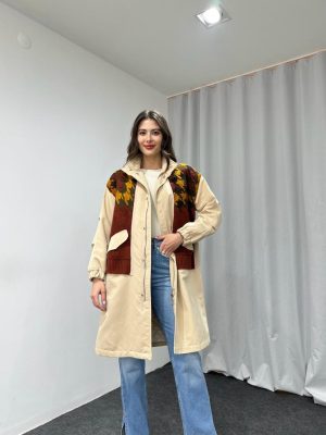 Premium Tasarım Taş Rengi Trençkot