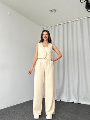 Kısa Yelekli Takım (Krem Rengi)